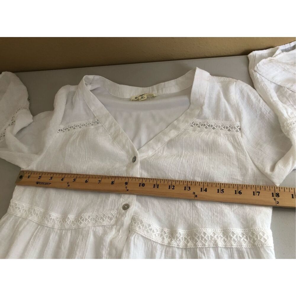 indigo Rose White Boho Tiered Dress Lace Button Front Size M - Picture 10 of 13